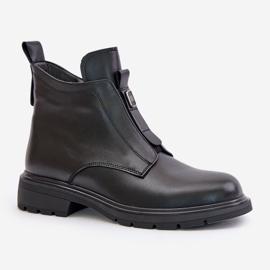 Bottes plates chaudes en cuir noir Komisa le noir 5