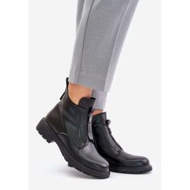 Bottes plates chaudes en cuir noir Komisa le noir 1