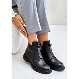 Bottes plates chaudes en cuir noir Komisa le noir 2
