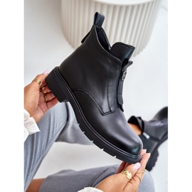 Bottes plates chaudes en cuir noir Komisa le noir 4