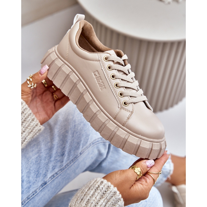 Baskets isolées Big Star pour femmes MM274618 Beige 2