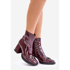 S.Barski Bottes à talons hauts vernies, chaudes, avec décoration D&amp;A MR880-021 Bordeaux rouge 1