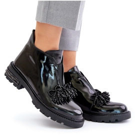 S.Barski Bottines en cuir verni avec décoration isolée D&amp;A LZ42-036 Noir le noir 10