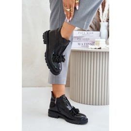S.Barski Bottines en cuir verni avec décoration isolée D&amp;A LZ42-036 Noir le noir 2