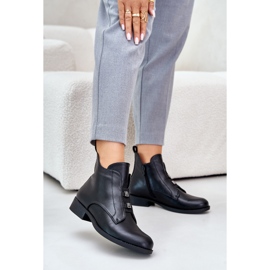 Bottes isolées pour femmes à talons plats en cuir écologique S.Barski HY42-716 Noir le noir 2