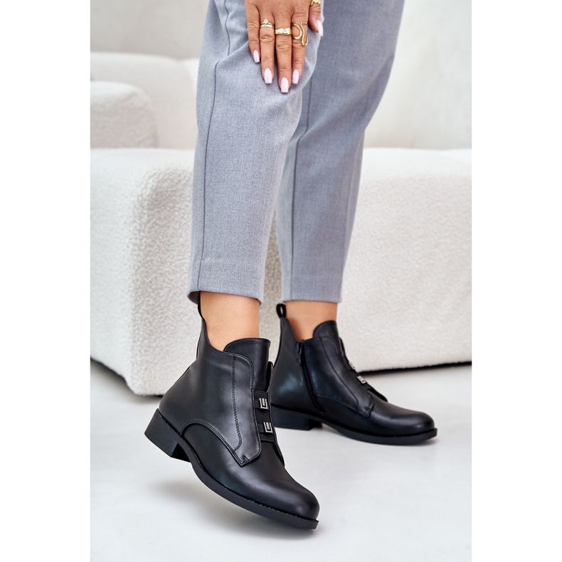 Bottes isolées pour femmes à talons plats en cuir écologique S.Barski HY42-716 Noir 2