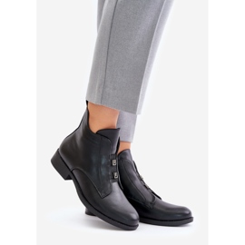 Bottes isolées pour femmes à talons plats en cuir écologique S.Barski HY42-716 Noir le noir 1