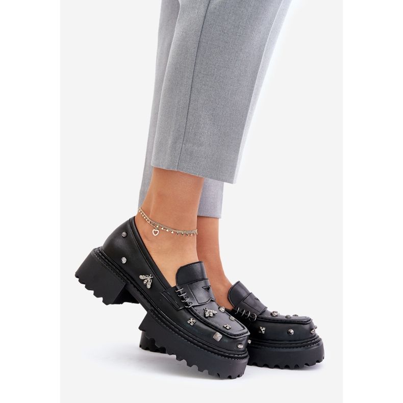 S.Barski Chaussures en cuir pour femmes avec décorations D&A MR880-102 Noir le noir 1 S.Barski Chaussures en cuir pour femmes avec décorations D&A MR880-102 Noir le noir 1