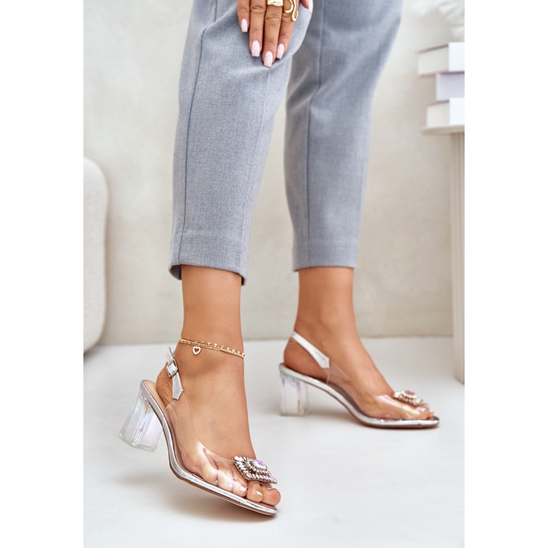 S.Barski Sandales Transparentes Avec Broche sur Talon Haut D&A MR42-031 Argent 1 S.Barski Sandales Transparentes Avec Broche sur Talon Haut D&A MR42-031 Argent 1