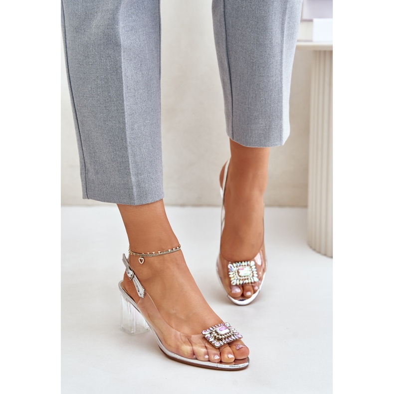 S.Barski Sandales Transparentes Avec Broche sur Talon Haut D&A MR42-031 Argent 2 S.Barski Sandales Transparentes Avec Broche sur Talon Haut D&A MR42-031 Argent 2