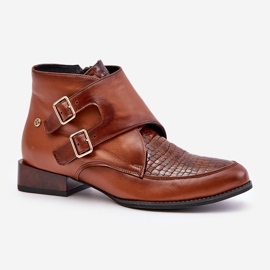 Bottines à Talon Bas en Cuir avec Boucles Maciejka 06696-02 Marron brun 4