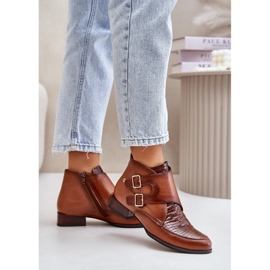 Bottines à Talon Bas en Cuir avec Boucles Maciejka 06696-02 Marron brun 5