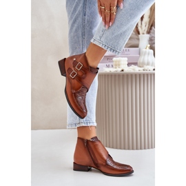 Bottines à Talon Bas en Cuir avec Boucles Maciejka 06696-02 Marron brun 6