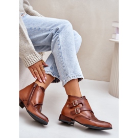 Bottines à Talon Bas en Cuir avec Boucles Maciejka 06696-02 Marron brun 7