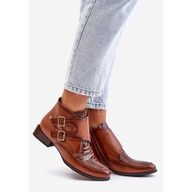 Bottines à Talon Bas en Cuir avec Boucles Maciejka 06696-02 Marron brun 1