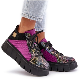 Baskets en Cuir sur Plateforme Maciejka 06767-15 Fuchsia le noir 8
