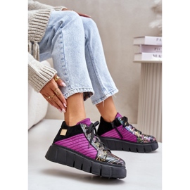 Baskets en Cuir sur Plateforme Maciejka 06767-15 Fuchsia le noir 6