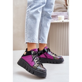 Baskets en Cuir sur Plateforme Maciejka 06767-15 Fuchsia le noir 2