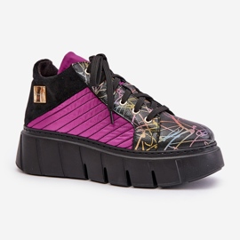 Baskets en Cuir sur Plateforme Maciejka 06767-15 Fuchsia le noir 4