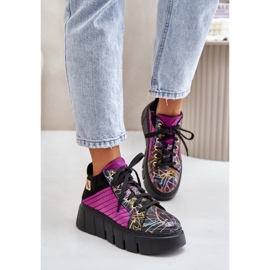 Baskets en Cuir sur Plateforme Maciejka 06767-15 Fuchsia le noir 3