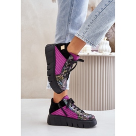 Baskets en Cuir sur Plateforme Maciejka 06767-15 Fuchsia le noir 5