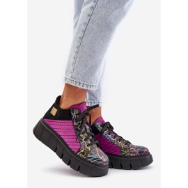 Baskets en Cuir sur Plateforme Maciejka 06767-15 Fuchsia le noir 1
