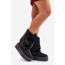 Bottes de neige noires à plateforme Lisonea avec tige retroussée le noir 1