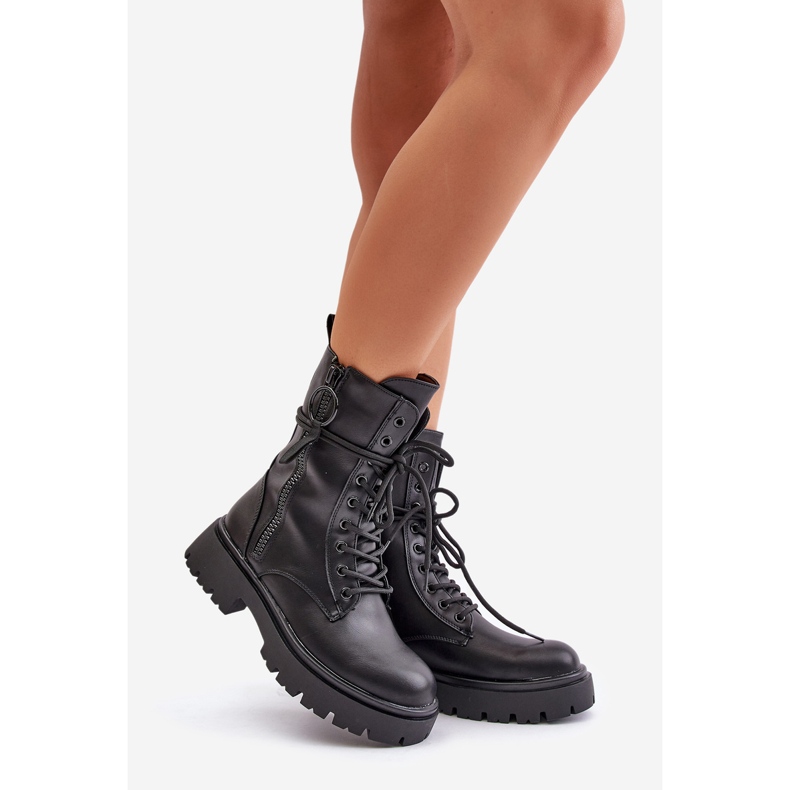 Bottes de travail isolées pour femmes en cuir écologique, noir Nealandra le noir 1