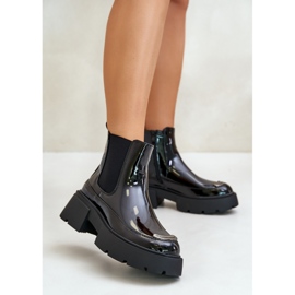 Bottines vernies isolées avec fermeture éclair, Noir Jesschris le noir 2