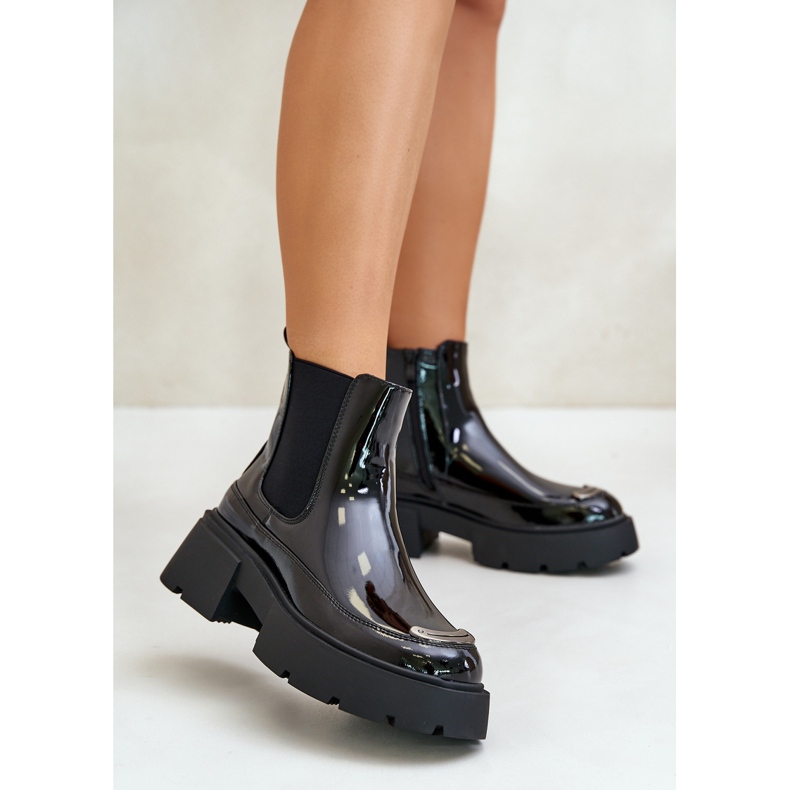 Bottines vernies isolées avec fermeture éclair, Noir Jesschris 2