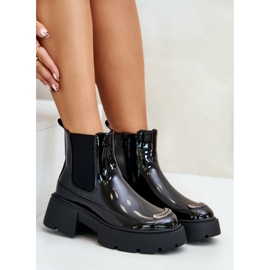 Bottines vernies isolées avec fermeture éclair, Noir Jesschris le noir 8
