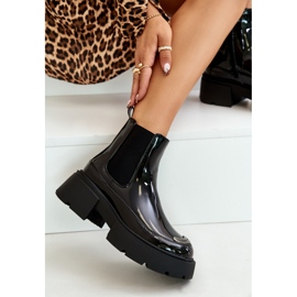 Bottines vernies isolées avec fermeture éclair, Noir Jesschris le noir 10