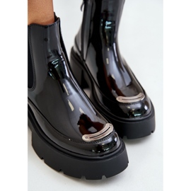 Bottines vernies isolées avec fermeture éclair, Noir Jesschris le noir 5