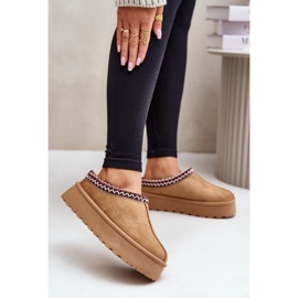 Bottes de neige basses pour femmes avec broderie sur la plateforme Camel Narirya brun 2