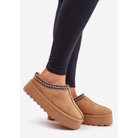 Bottes de neige basses pour femmes avec broderie sur la plateforme Camel Narirya brun 1