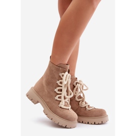 Bottes isolées en suède écologique avec fermeture éclair, Beige Caellita 1