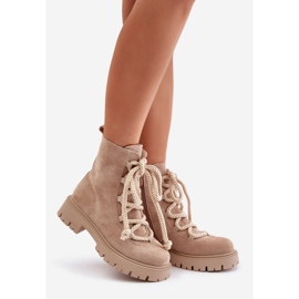 Bottes isolées en éco-daim avec fermeture éclair, beige clair Caellita 1