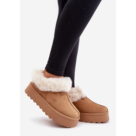 Bottes de neige à tige basse avec fourrure sur la plateforme Eco Suede Camel Neathoria brun 1