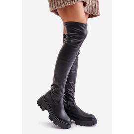 Cuissardes à plateforme et talon plat en éco-cuir, noir Loreviana le noir 1 Cuissardes à plateforme et talon plat en éco-cuir, noir Loreviana le noir 1