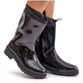 Bottines En Caoutchouc Pour Femme Avec Revers Noir Ellatiel le noir 7