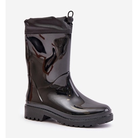 Bottines En Caoutchouc Pour Femme Avec Revers Noir Ellatiel le noir 4