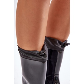 Bottines En Caoutchouc Pour Femme Avec Revers Noir Ellatiel le noir 6
