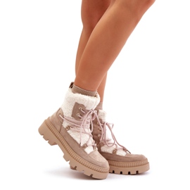 Bottes Merilana beiges en peau de mouton avec fourrure 1