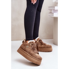 Baskets à plateforme marron Velarisea pour femme avec doublure en fourrure brun 2