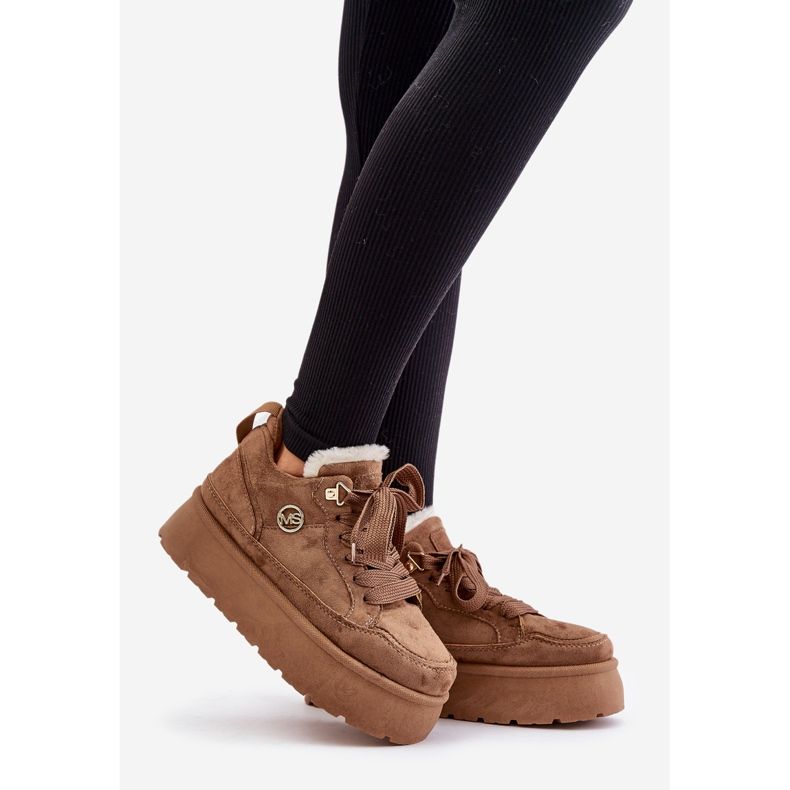 Baskets à plateforme marron Velarisea pour femme avec doublure en fourrure brun 1