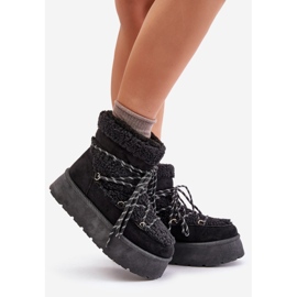 Bottes de neige à plateforme Izathiel noires avec laçage le noir 1