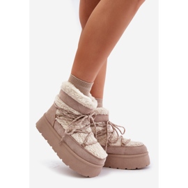 Bottes De Neige Plateformes À Laçage Beige Clair Izathiel 1