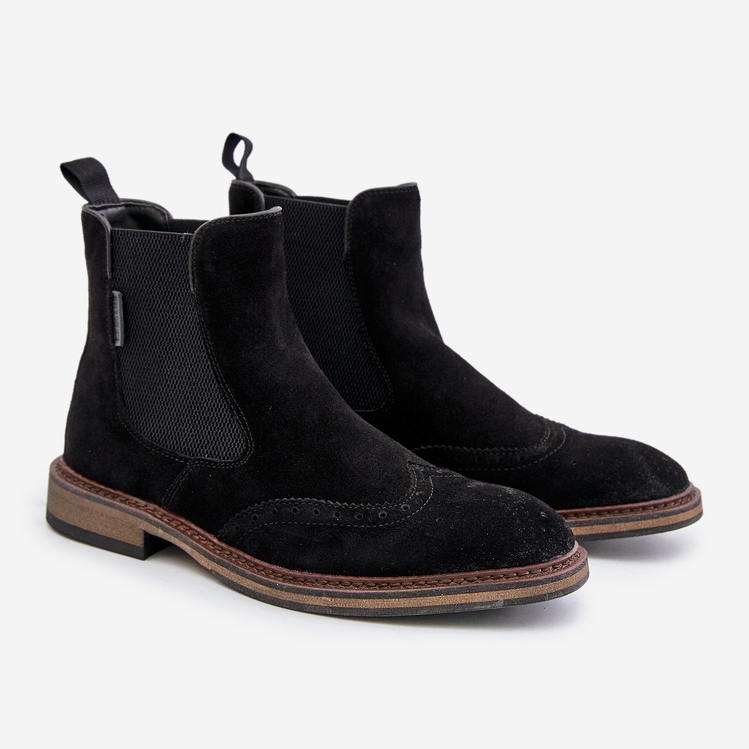 Bottines Chelsea en daim pour hommes Big Star OO174192 noir le noir 1