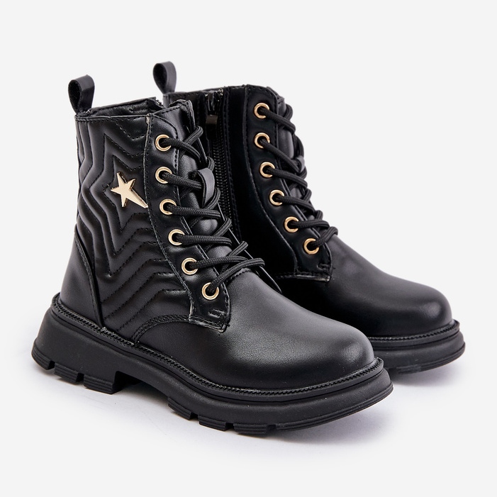 Bottines isolées pour enfants avec fermeture éclair en éco-cuir, noir Liotira 1