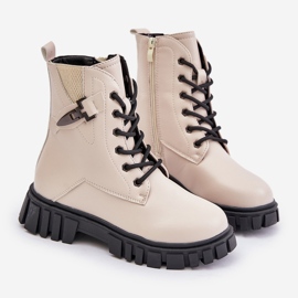 News Bottines fille isolées avec fermeture éclair et décoration, beige Zinnirella 1